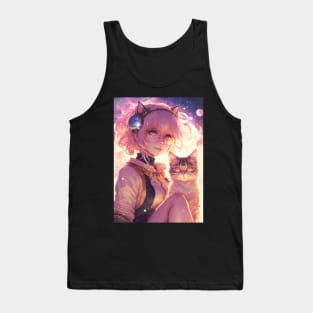 Cute Anime girl with her kawaii cat Tank Top